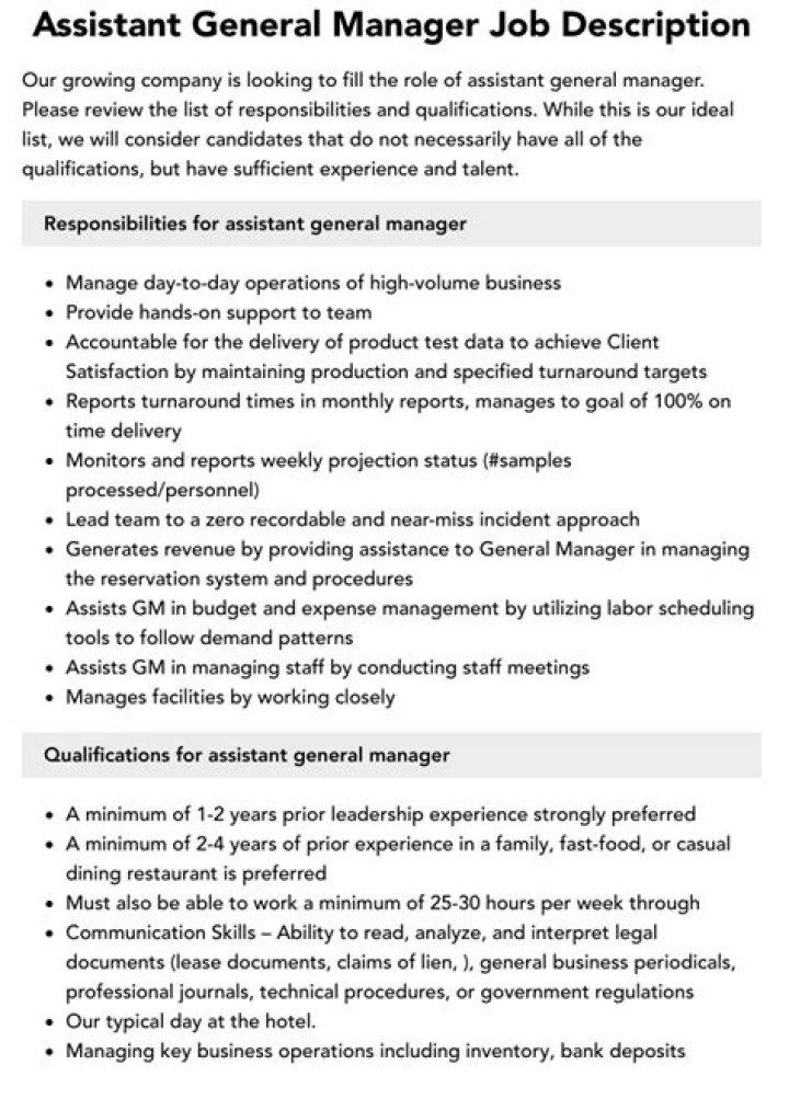 assistant general manager