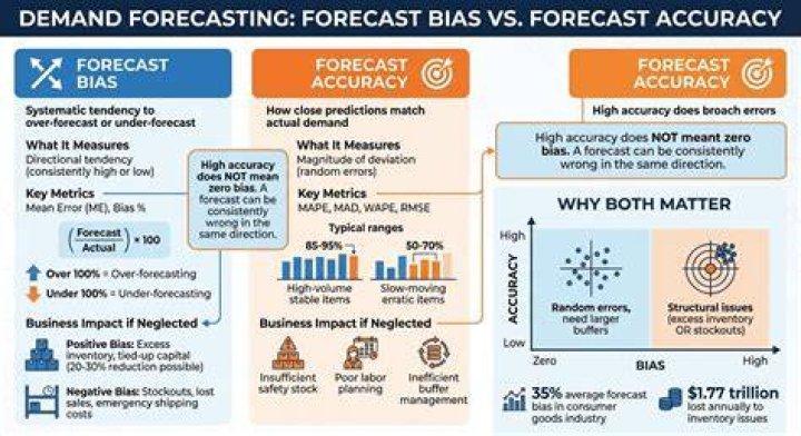 What is the difference between forecast accuracy and bias